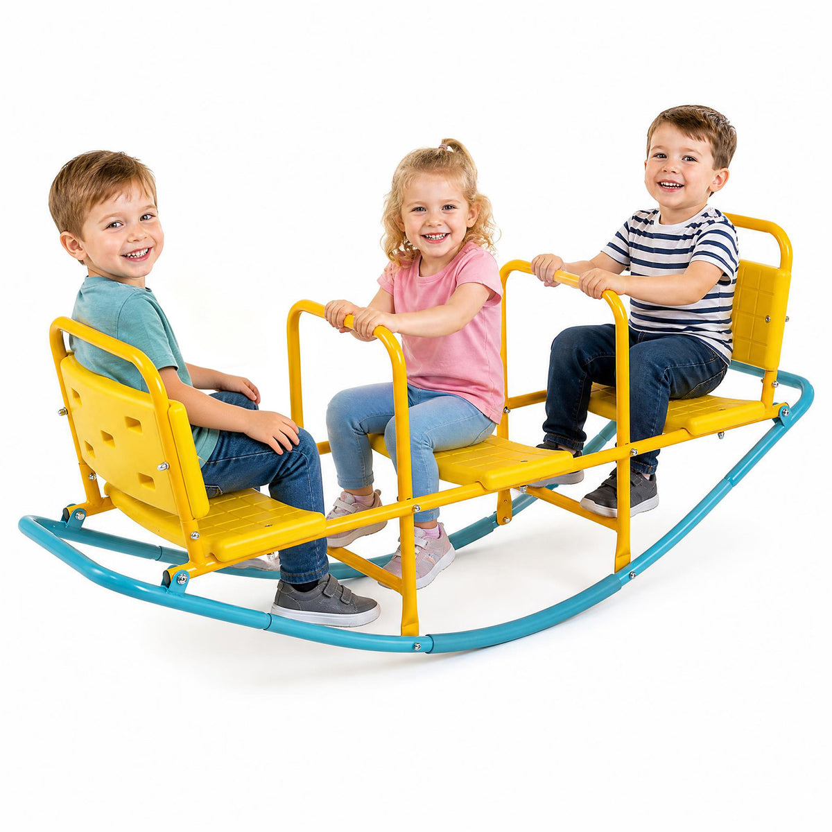 Kids Seesaw Teeter Totter, Metal Rocking Seesaw Heavy Duty Indoor Outdoor Playground Equipment for Toddlers