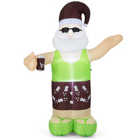 250 CM Christmas Inflatable Decoration, Blow up Tropical Santa on Beach with Bright LED Lights