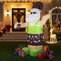 250 CM Christmas Inflatable Decoration, Blow up Tropical Santa on Beach with Bright LED Lights