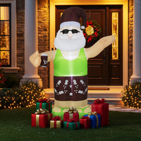 250 CM Christmas Inflatable Decoration, Blow up Tropical Santa on Beach with Bright LED Lights