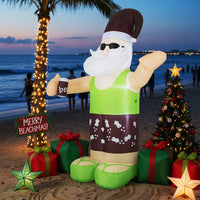 250 CM Christmas Inflatable Decoration, Blow up Tropical Santa on Beach with Bright LED Lights