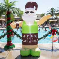 250 CM Christmas Inflatable Decoration, Blow up Tropical Santa on Beach with Bright LED Lights