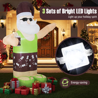 250 CM Christmas Inflatable Decoration, Blow up Tropical Santa on Beach with Bright LED Lights
