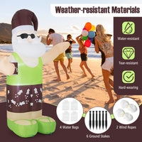 250 CM Christmas Inflatable Decoration, Blow up Tropical Santa on Beach with Bright LED Lights