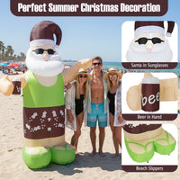 250 CM Christmas Inflatable Decoration, Blow up Tropical Santa on Beach with Bright LED Lights