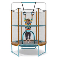 60'' Trampoline for Kids, 5FT Toddler Trampoline with Gymnastic Bar & Rings, Foamed Handle