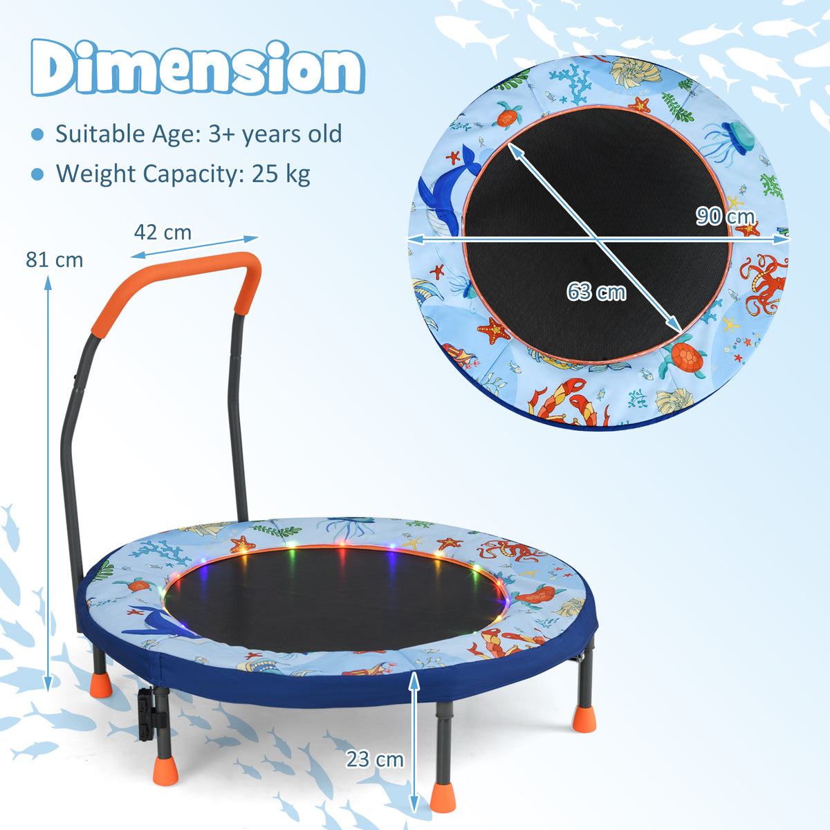 36’’ Mini Trampoline with 20 LED Lights