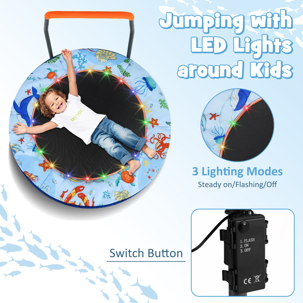 36’’ Mini Trampoline with 20 LED Lights