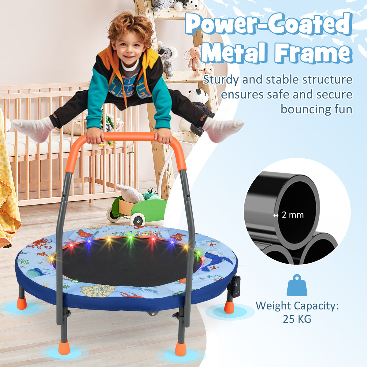 36’’ Mini Trampoline with 20 LED Lights