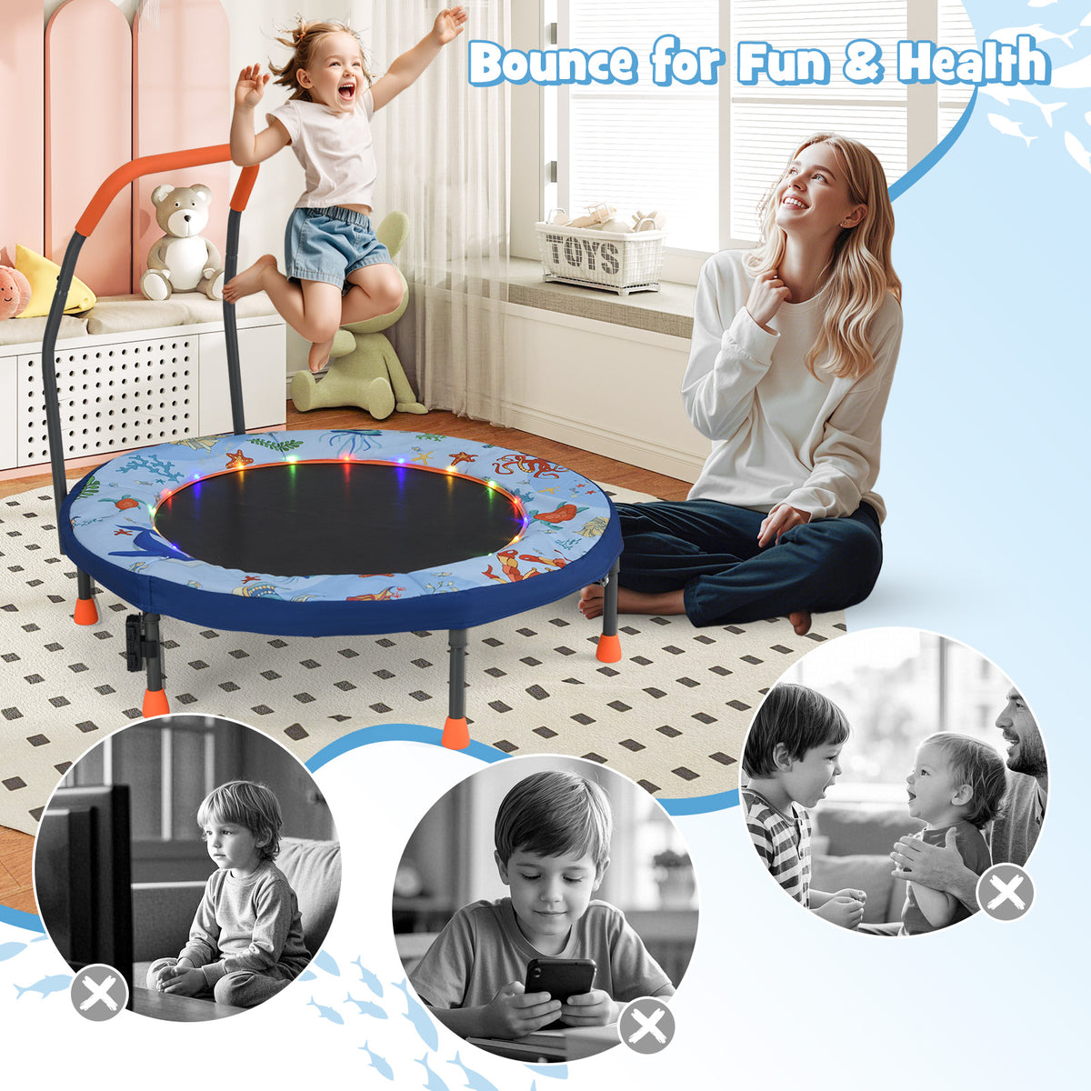 36’’ Mini Trampoline with 20 LED Lights