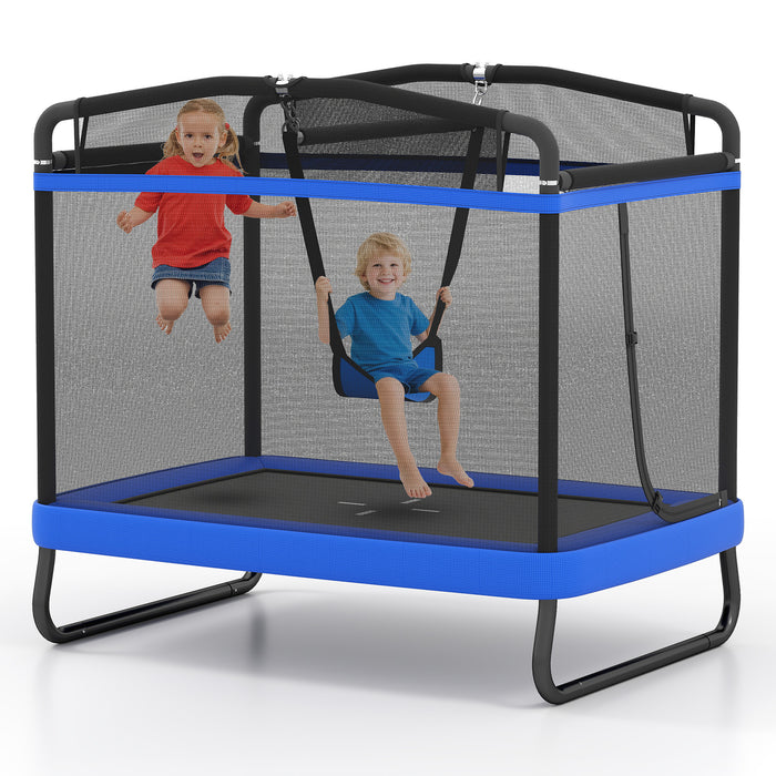 6 FT Kids Trampoline with Swing and Horizontal Bar