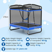6 FT Kids Trampoline with Swing and Horizontal Bar