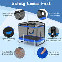 6 FT Kids Trampoline with Swing and Horizontal Bar