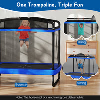 6 FT Kids Trampoline with Swing and Horizontal Bar