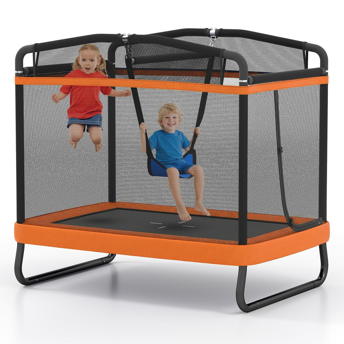 6 FT Kids Trampoline with Swing and Horizontal Bar