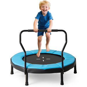40” Trampoline for Kids, Indoor/Outdoor Fitness Trampoline with Foam Handlebar