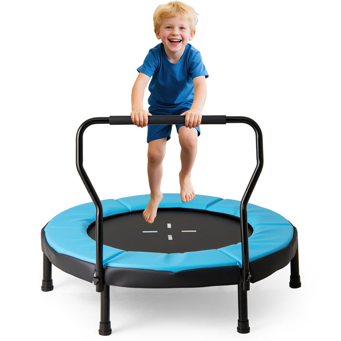 40” Trampoline for Kids, Indoor/Outdoor Fitness Trampoline with Foam Handlebar