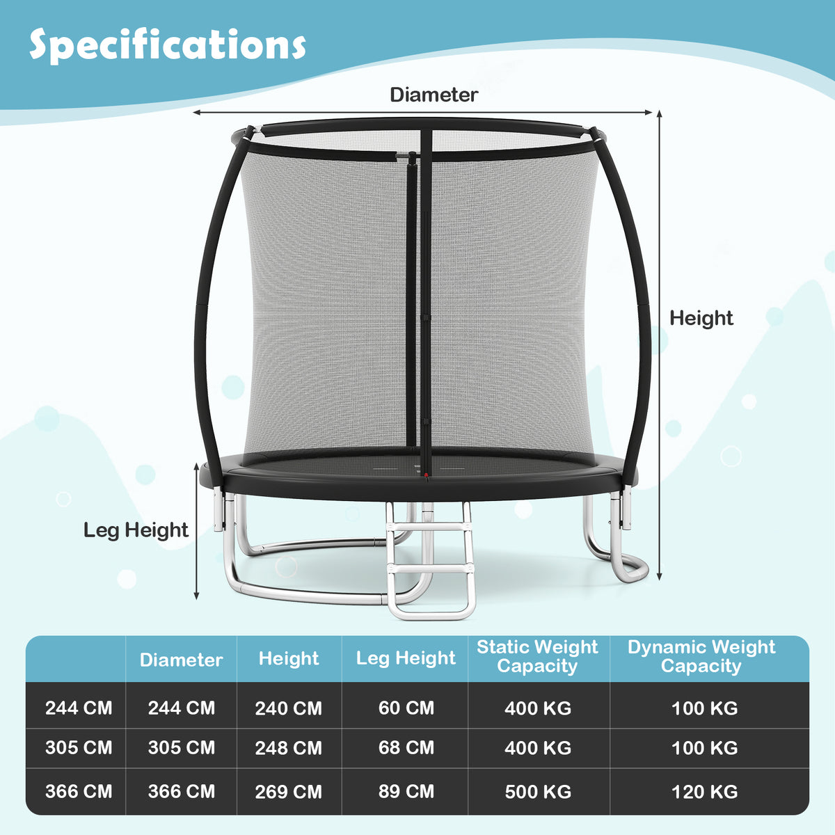 Outdoor Trampoline, Heavy-Duty Recreational Trampoline