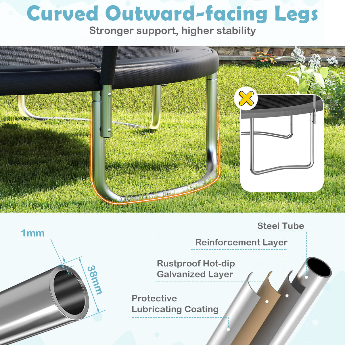 Outdoor Trampoline, Heavy-Duty Recreational Trampoline