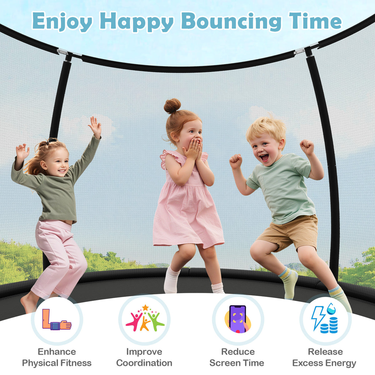 Outdoor Trampoline, Heavy-Duty Recreational Trampoline