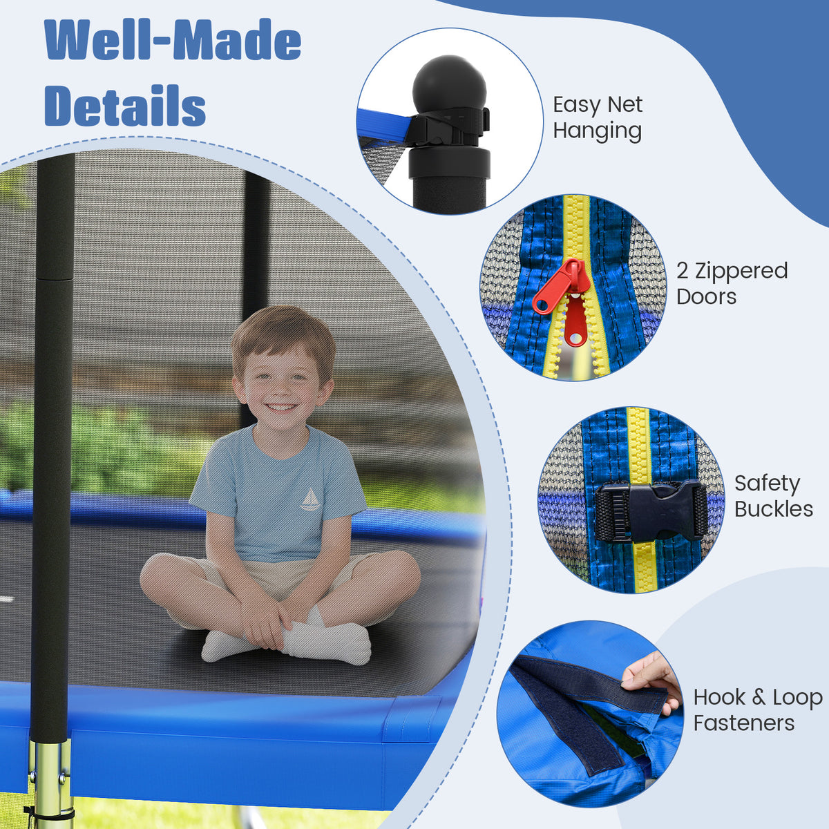 Rectangle Outdoor Trampoline, 10 x 8 FT Heavy-Duty Trampoline with Basketball Hoop