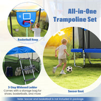 Rectangle Outdoor Trampoline, 10 x 8 FT Heavy-Duty Trampoline with Basketball Hoop
