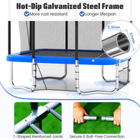 Rectangle Outdoor Trampoline, 10 x 8 FT Heavy-Duty Trampoline with Basketball Hoop