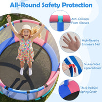 Trampoline for Kids with Enclosure, 6-in-1 Indoor Outdoor Toddler Trampoline with Adjustable Gymnastics Bar