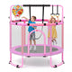 Trampoline for Kids with Enclosure, 6-in-1 Indoor Outdoor Toddler Trampoline with Adjustable Gymnastics Bar
