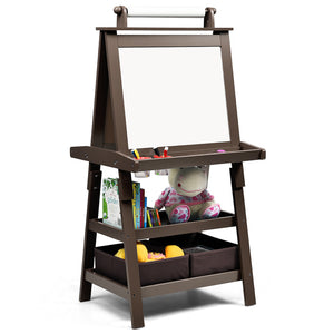 Kids Art Easel, 3 in 1 Double-Sided Standing Easel for Toddlers w/Chalkboard