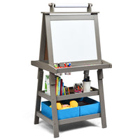 Kids Art Easel, 3 in 1 Double-Sided Standing Easel for Toddlers w/Chalkboard