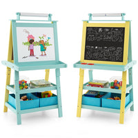 Kids Art Easel, 3 in 1 Double-Sided Standing Easel for Toddlers w/Chalkboard
