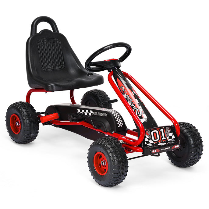 Pedal Go Kart for Kids with Adjustable Seat and Handbrake