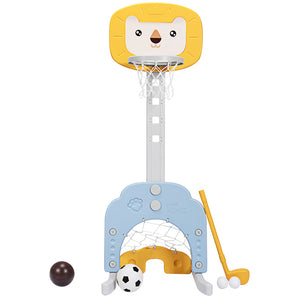 3-In-1 Children's Playground with Height-Adjustable Basketball Stand