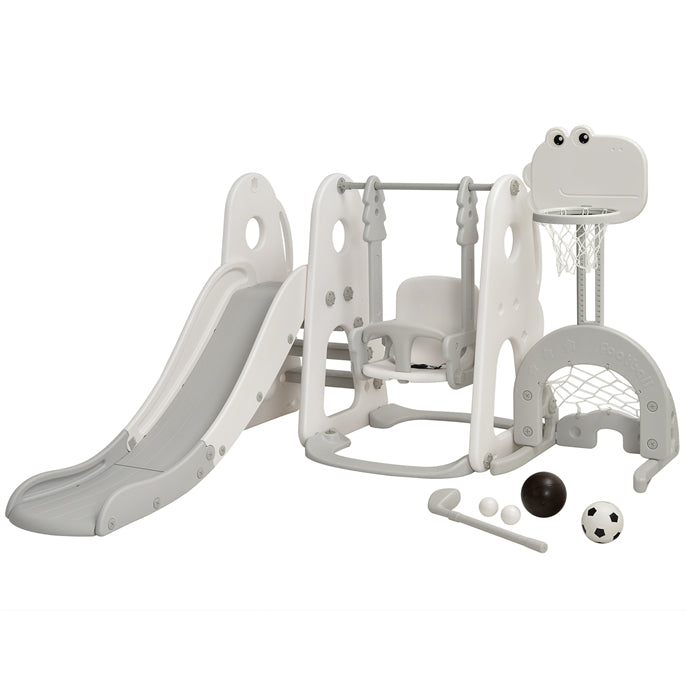 6 in 1 Climber Slide Playset with Basketball Hoop for Kids