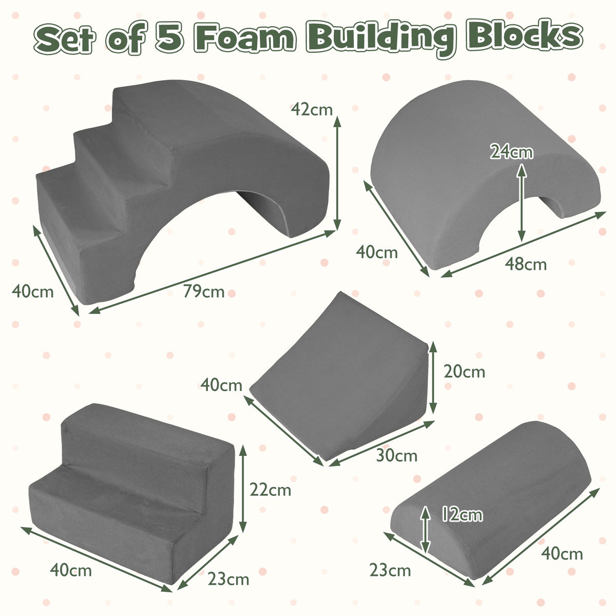 Foam Climbing Blocks for Toddlers 5-Piece Kids Climb Toys Soft Play Set for Babies