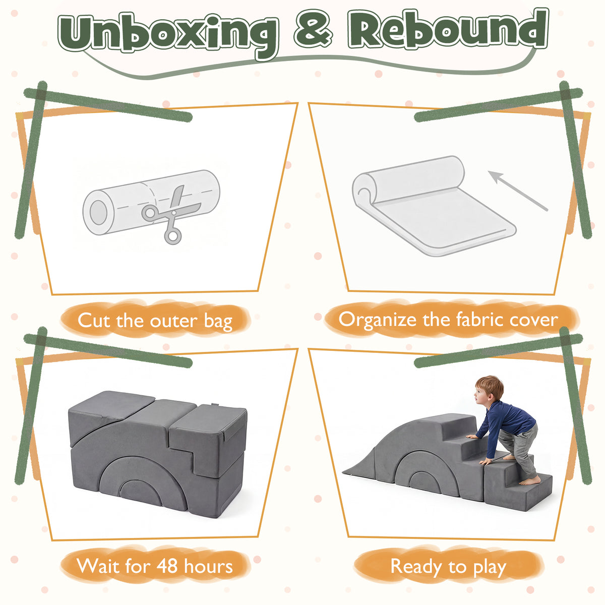Foam Climbing Blocks for Toddlers 5-Piece Kids Climb Toys Soft Play Set for Babies
