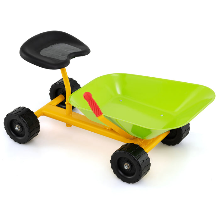 Outdoor Sandbox Toy with Controllable Shovel and 4 Wheels