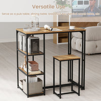 3-Piece Bar Table Set with Metal Frame and Space-saving Pub Table