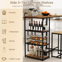 3-Piece Bar Table Set with Metal Frame and Space-saving Pub Table