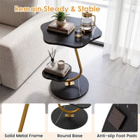 2-Tier Side Table with Storage Shelf Flower Shape for Living Room or Office