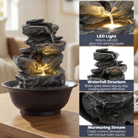 Tabletop Water Fountain with LED Light for Home Office