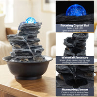 Crystal Ball Water Fountain for Desk with Pump for Home Office