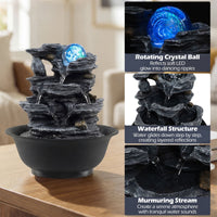 Tabletop Water Fountain with Rolling Crystal Ball and LED Light
