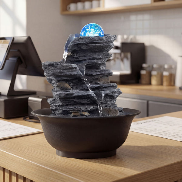 Crystal Ball Water Fountain for Desk with Pump for Home Office