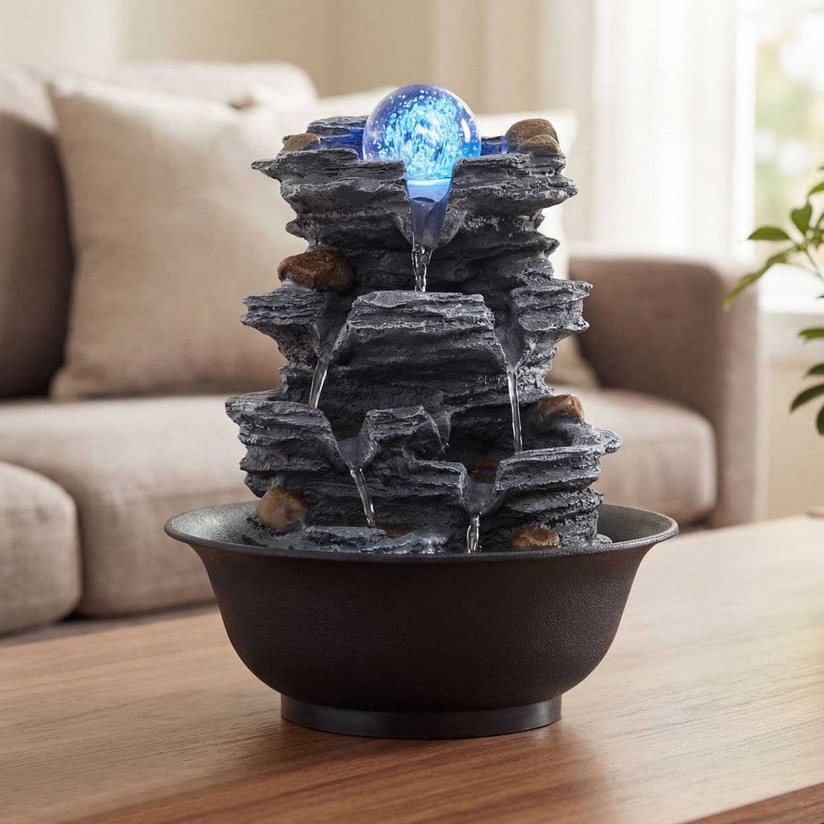Rolling Crystal Ball Water Fountain Indoor with Pump for Home Decor