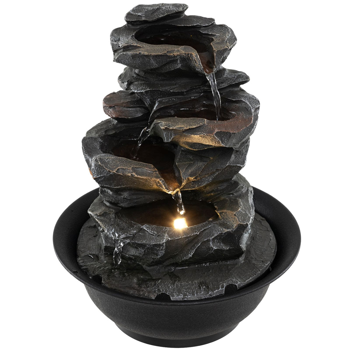 Tabletop Water Fountain with LED Light for Home Office
