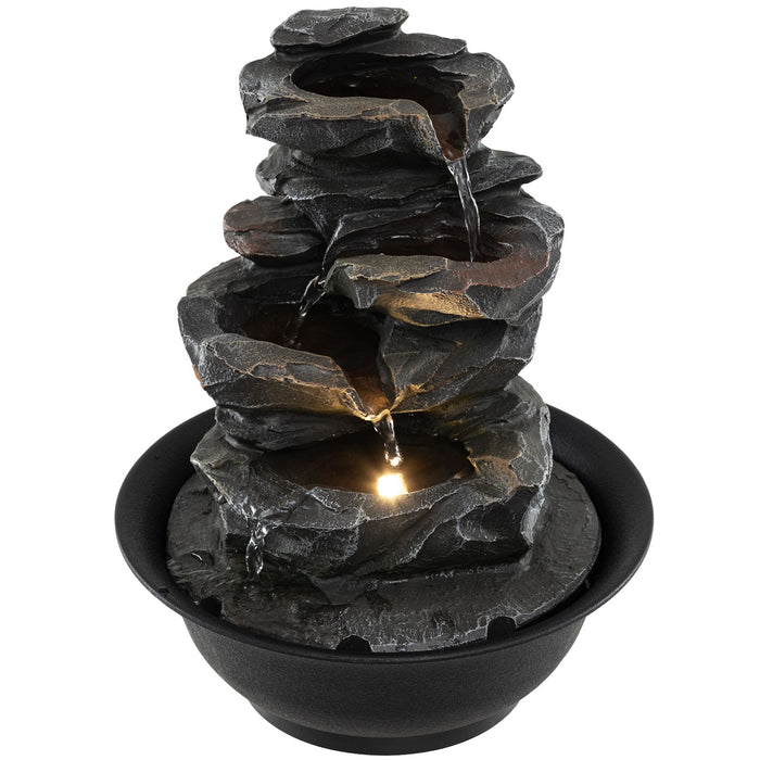 Tabletop Water Fountain with LED Light for Home Office