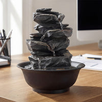 Tabletop Water Fountain with LED Light for Home Office