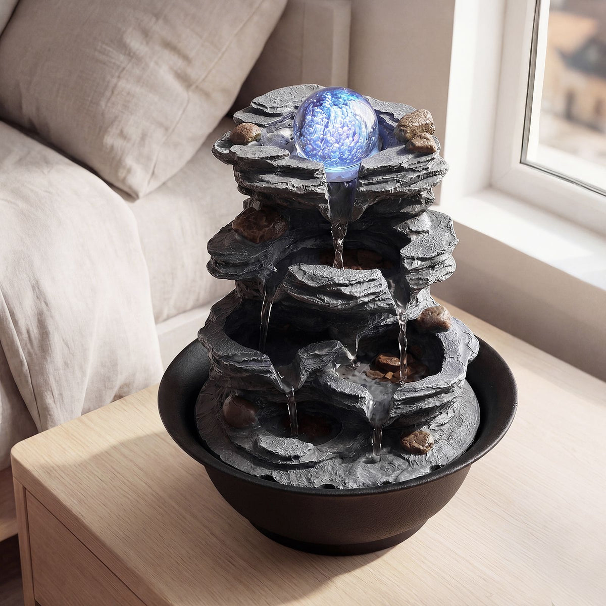 Rolling Crystal Ball Water Fountain Indoor with Pump for Home Decor